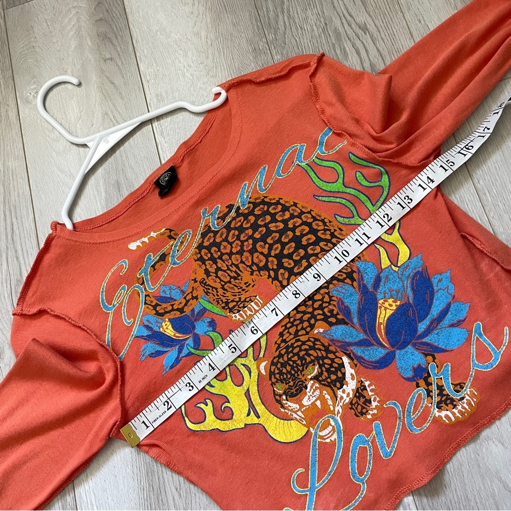 Urban Outfitters Top eternal lovers tiger graphic crop womens Orange (small) y2k - Picture 4 of 7